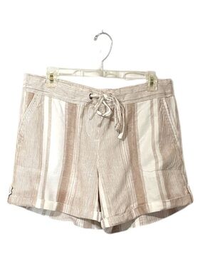 Per Se Striped Linen Blend Shorts in Beige and Cream Very Nice Women’s Sz L
